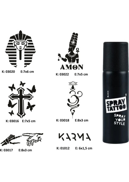 Farklı Inançlar Spray Tattoo Geçici Dövme Seti Dark Sprey Dövme Kiti