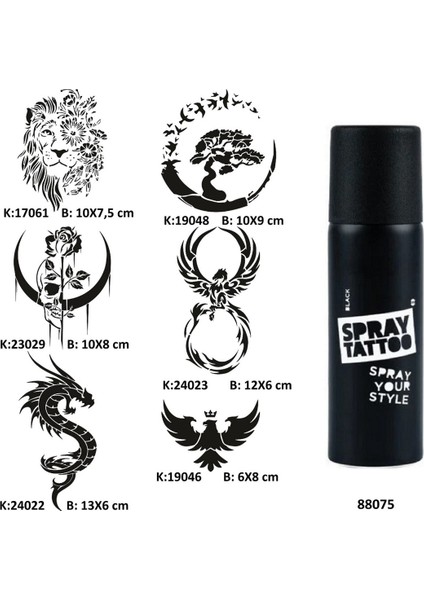 Vahşi Güzellikler Spray Tattoo Geçici Dövme Seti Dark Sprey Dövme Kiti