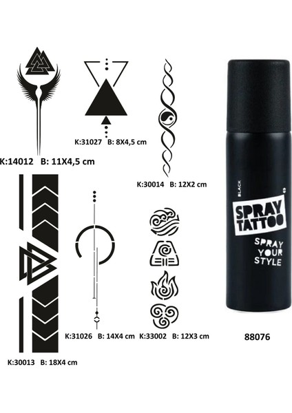 Şerit Sırt Bacak Spray Tattoo Geçici Dövme Seti Dark Sprey Dövme Kiti