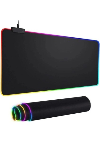 90X40 Rgb Mouse Pad LED Işıklı Baskısız Siyah Renk Gaming Mousepet