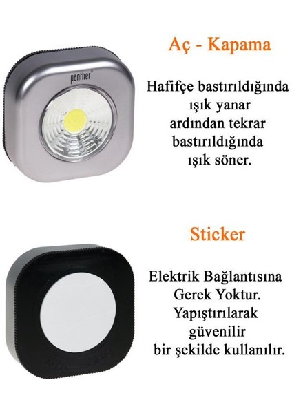 PT-1114 Gri Dolap Içi Lamba - Beyaz Işık Cob LED Gece Aydınlatması modelleri
