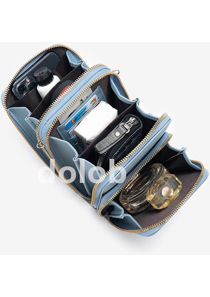 Üç Çekmeli Omuz Cep Telefonu Şeker Rengi Pu Deri Cep Telefonu Büyük Kapasiteli Dokunmatik Ekranlı Bozuk Para Cüzdanı Kadın Crossbody Çantası (Yurt Dışından)