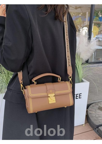 Kadın Üst Düzey Stil Çapraz Moda Sonbahar ve Kış Çok Yönlü Niş Geniş Omuz Askılı Tek Omuz Çantası (Yurt Dışından)