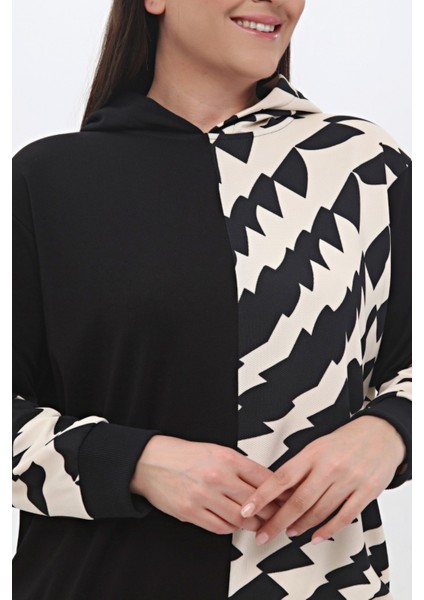 Kadın Büyük Beden Kapşonlu Sweatshirt Siyah PLWM23SWT03 fiyatları