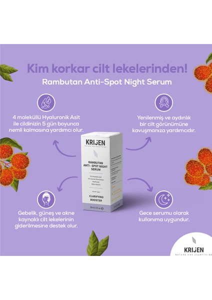 Rambutan Anti - Spot Cilt Tonu Eşitleyici Gece Serum | %5 Mandelic Acid + %5 Meyan Kökü Ekstraktı fırsatları