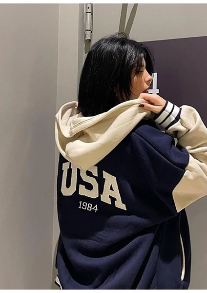 Kolej Ceket Yeni Sezon Kapüşonlu Complex Baskılı Bomber Unısex Ceket