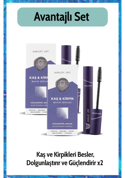 Besleyici,Güçlendirici Dolgunlaştırıcı Keratin İçeren Kaş Kirpik Serumu 6 ML x2 Avantajlı Set