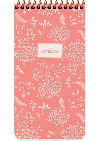 10X19 Çizgili Bloknot Pastel Flora Turuncu