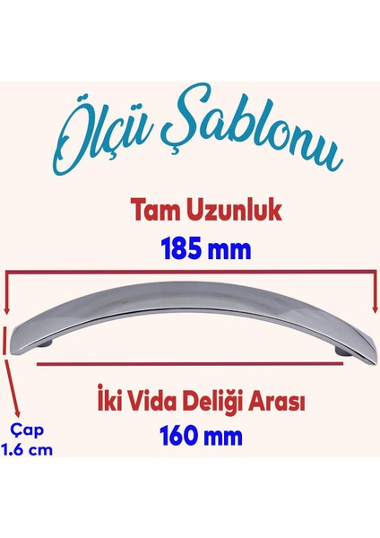 Kemer Mutfak Dolabı Mobilya Çekmece Dolap Kapak Kulpu Düz Ayder Metal Kulp Kulbu Kulpu 160 mm Krom