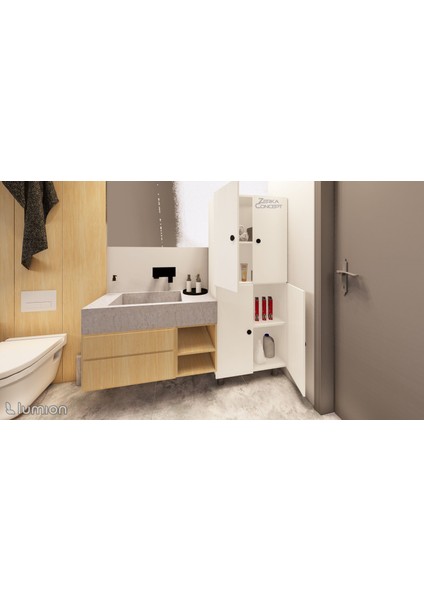 Minto Mdf 4 Raflı Çok Amaçlı Mutfak Banyo Ayakkabılık Dolap 70 cm