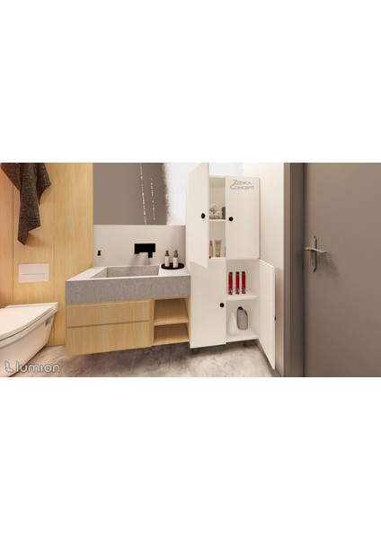 Minto Mdf 4 Raflı Çok Amaçlı Mutfak Banyo Ayakkabılık Dolap 70 cm