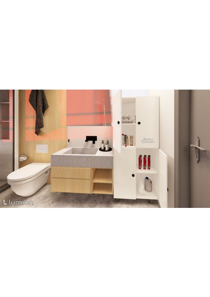 Minto Mdf 4 Raflı Çok Amaçlı Mutfak Banyo Ayakkabılık Dolap 70 cm