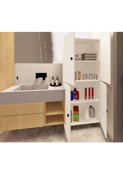 Minto Mdf 4 Raflı Çok Amaçlı Mutfak Banyo Ayakkabılık Dolap 70 cm
