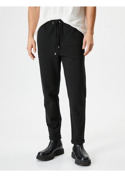 Kumaş Pantolon Beli Bağcıklı Slim Fit Cep Detaylı modelleri