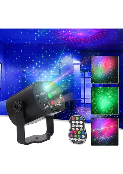 Disko Lazer Projektör Ses Kontrollü Rgb LED Aydınlatmalı Mini Sahne Parti Lazer Show