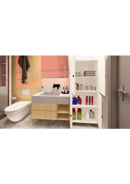 Mut Mdf 4 Raflı Çok Amaçlı Mutfak Banyo Ayakkabılık Dolap 60CM