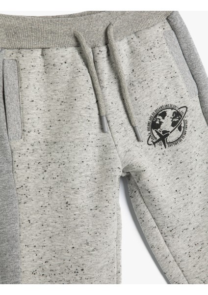 Jogger Eşofman Altı Baskı Detaylı Beli Bağlamalı Cepli Şardonlu modelleri