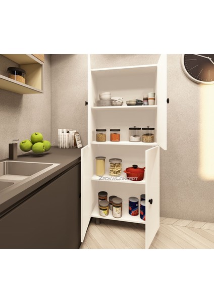 Valentu Mdf 4 Raflı Çok Amaçlı Mutfak Banyo Ayakkabılık Dolap 60 cm
