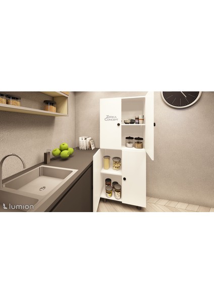 Valentu Mdf 4 Raflı Çok Amaçlı Mutfak Banyo Ayakkabılık Dolap 60 cm