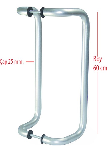 Alüminyum Kıvrık Boru Kol Gri Eloksal 60CM (Çap 25)