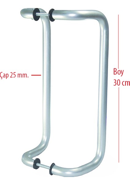 Alüminyum Kıvrık Boru Kol 30CM Gri Eloksal (Çap 25)