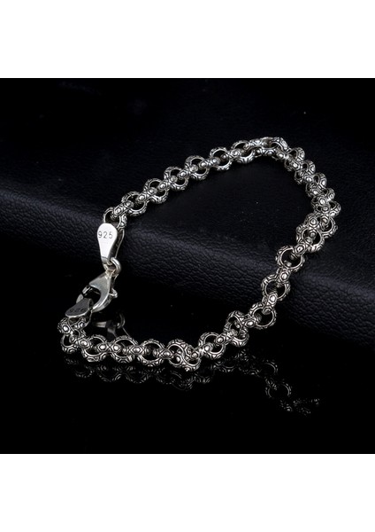 925 Ayar Gümüş El Işi Doch Zincir Model Erkek Bileklik