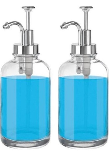 2’li Cam Sıvı Sabun ve Losyon Etiketli Gümüş Tıpalı Deterjan Şişesi Sabunluk 500 ml - 2012014-S C1-1-289 fiyatları