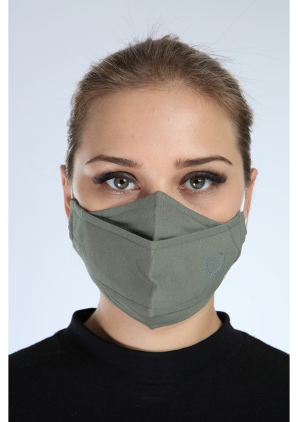 Yıkanabilir 3 Katlı Pamuklu Maske Haki P10002
