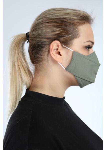 Yıkanabilir 3 Katlı Pamuklu Maske Haki P10002 modelleri
