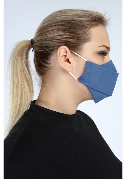 Yıkanabilir 3 Katlı Pamuklu Maske Indigo P10002