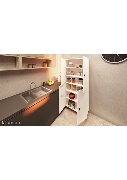 Lier Mdf 6 Raflı Çok Amaçlı Mutfak Banyo Ayakkabılık Dolabı 50 cm