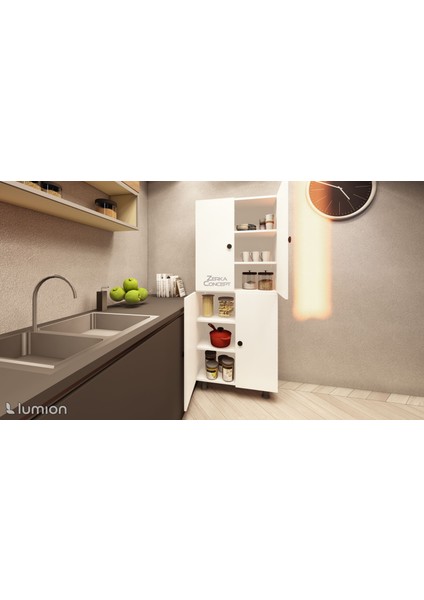 Lier Mdf 6 Raflı Çok Amaçlı Mutfak Banyo Ayakkabılık Dolabı 50 cm