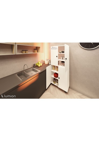 Lier Mdf 6 Raflı Çok Amaçlı Mutfak Banyo Ayakkabılık Dolabı 50 cm