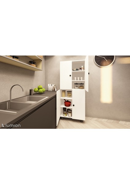 Lier Mdf 6 Raflı Çok Amaçlı Mutfak Banyo Ayakkabılık Dolabı 50 cm