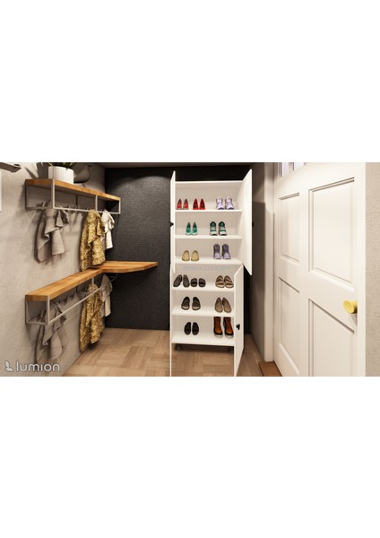 Venüs Tamamı Mdf 6 Raflı Çok Amaçlı Mutfak Banyo Ayakkabılık Dolabı 50 cm