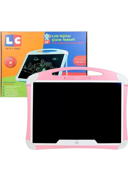 20 Inch, Kalemli LCD Dijital Çizim-Eğitim Yazı Tableti, Dijital Çizim Pedi-20 inç, Pembe