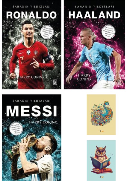 Sahanın Yıldızları: Haaland - Ronaldo - Messi - Harry Coninx + Not Defterli Seti