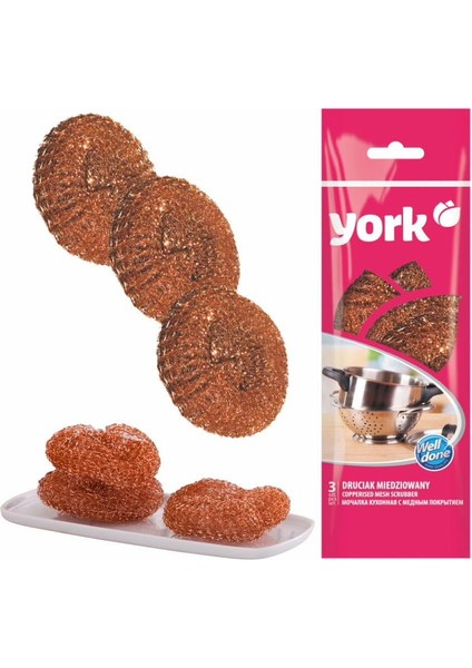 York Bakır Kaplı Bulaşık Teli 3 Adet