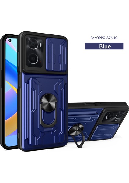 Oppo A76 4g Için Zil Standı ve Kart Yuvalı Darbeye Dayanıklı Telefon Kılıfı (Yurt Dışından)