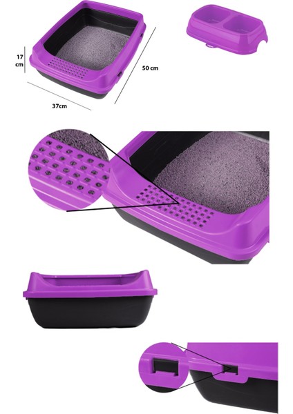 Açık Kedi Tuvaleti Kedi Başlangıç Seti - Mor At8 modelleri