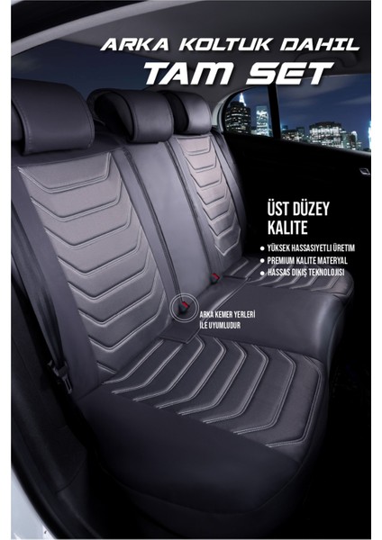 Kia x Ceed Lüx Uyumlu Deri Oto Koltuk Kılıfı 5'li Set Tam Takım Lıne Füme fiyatları