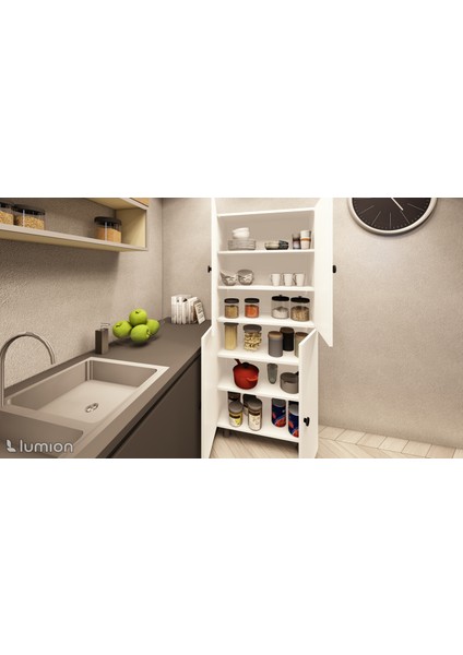 Tamamı Mdf 6 Raflı Çok Amaçlı Mutfak Banyo Ayakkabılık Dolabı 70 cm