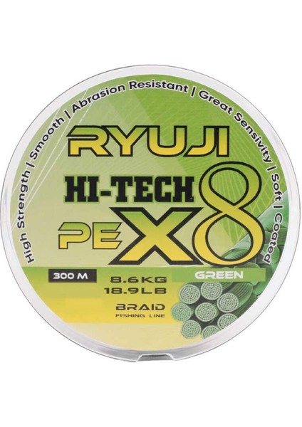 Hi-Tech X8 Green Ip Misina 300MT fiyatları