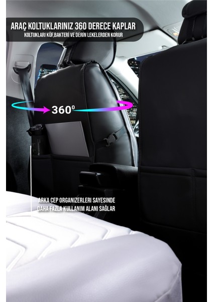 fiat Stilo Lüx Uyumlu Deri Oto Koltuk Kılıfı 5'li Set Tam Takım Lıne Füme