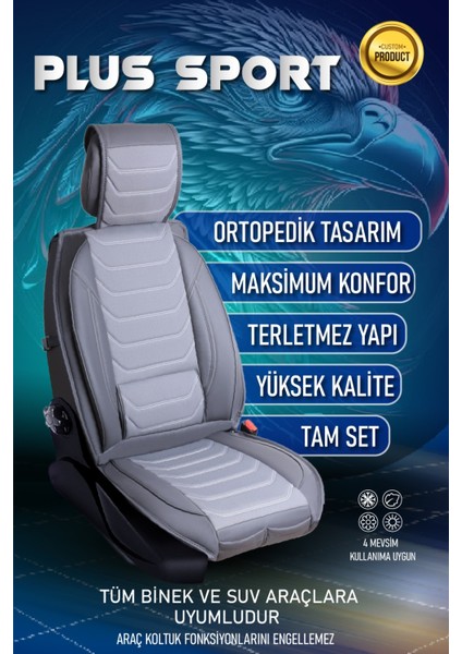 fiat Stilo Lüx Uyumlu Deri Oto Koltuk Kılıfı 5'li Set Tam Takım Lıne Füme
