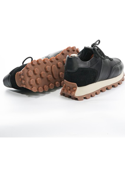 Sarasota Model Gerçek Deri El Yapımı Erkek Siyah Sneaker Ayakkabı - Erkek Spor Ayakkabı
