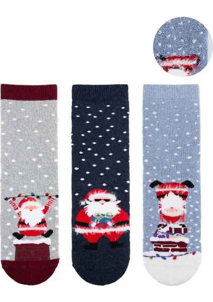 3lü Noel Baba Kaydırmaz Havlu Çocuk Çorap