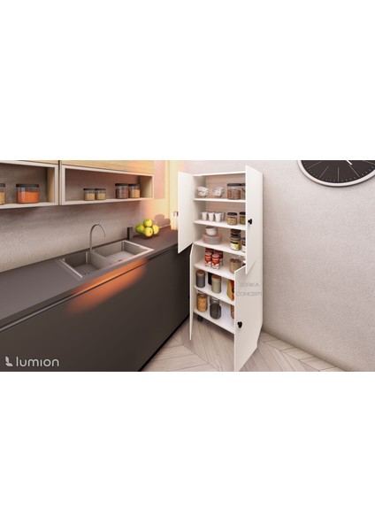 Simla Çok Amaçlı Mutfak Banyo Ayakkabılık Dolabı 180 cm 6 Bölmeli
