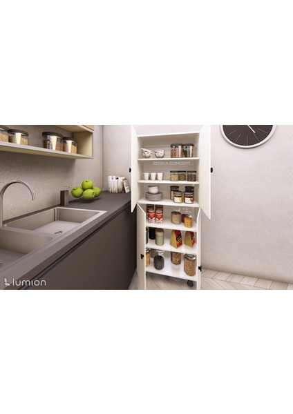 Simla Çok Amaçlı Mutfak Banyo Ayakkabılık Dolabı 180 cm 6 Bölmeli