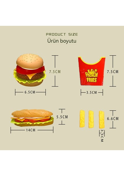 Çocuk Burgeri + Izgara Yemek Seti Oyun Evi Simüle Edilmiş Yiyecek Oyuncağı (Yurt Dışından)